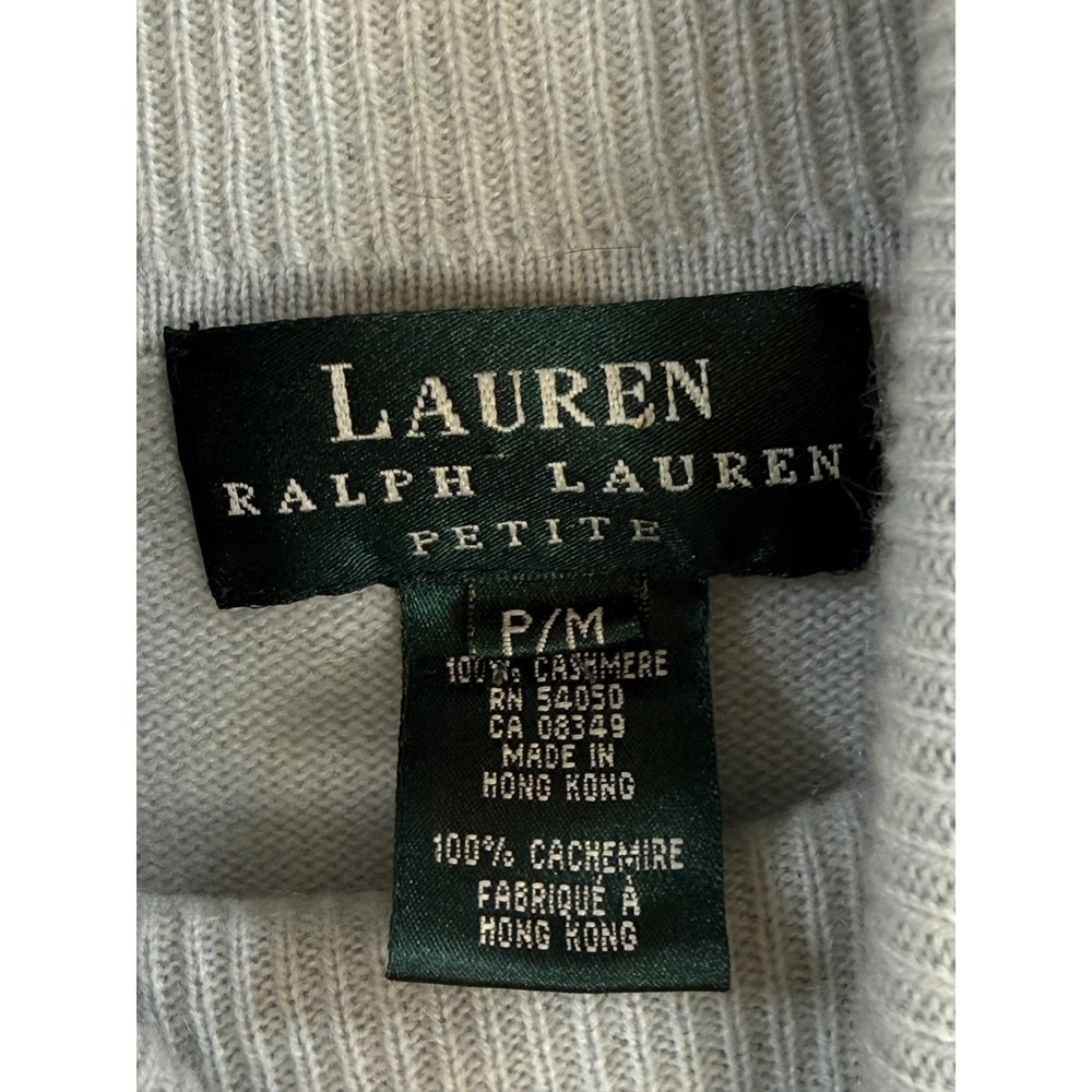 Lauren Ralph Lauren Petite M Seafoam 100% Cashmere Turtleneck Sweater Classic - Picture 9 of 10